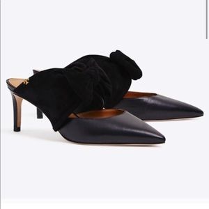 Tory Burch Eleanor Black Bow Leather Mule size 7.5